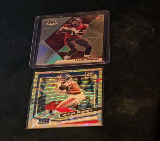 x2 WR lot includes numbered 249/300 darius slayton wave optic card and silver tyler johnson rc