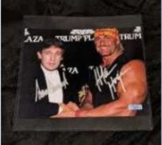 Donald Trump and Hulk Hogan dual autographed 8x10 photo with coa