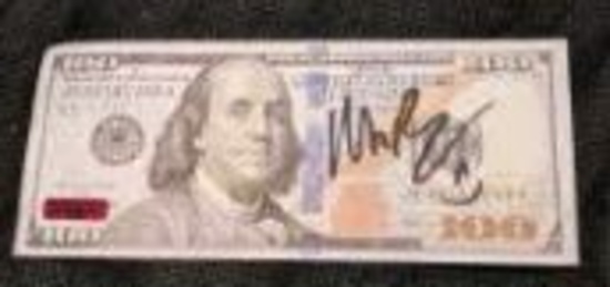 MrBeast Autographed replica Signed Movie Prop $100 Bill with coa
