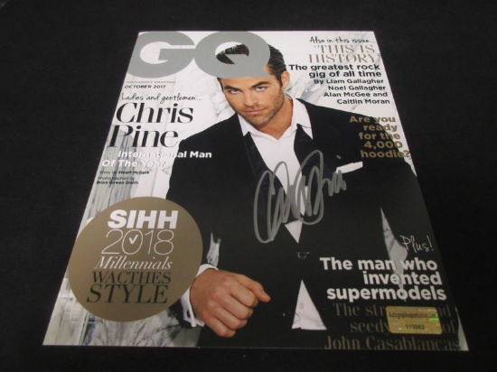 Chris Pine Signed GQ 8x10 Photo W/Coa