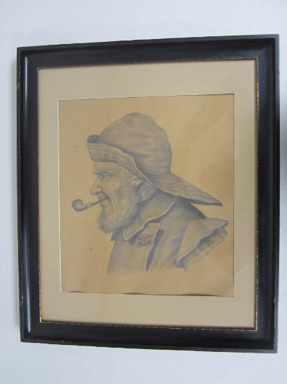FRAMED (25X21.5) RARE PIRATE SKETCH