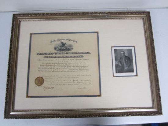 FRAMED WOODROW WILSON SIGNED DOCUMENT