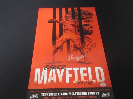 BAKER MAYFIELD SIGNED BROWNS MINI POSTER COA