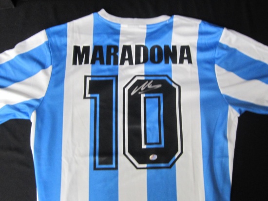 DIEGO MARADONA SIGNED SOCCER JERSEY WITH COA