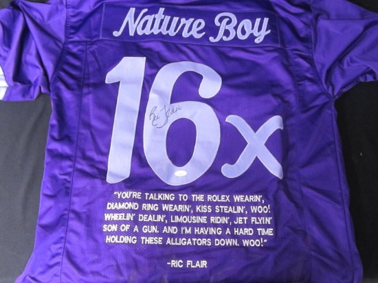 RIC FLAIR SIGNED CUSTOM STAT JERSEY WITH JSA COA