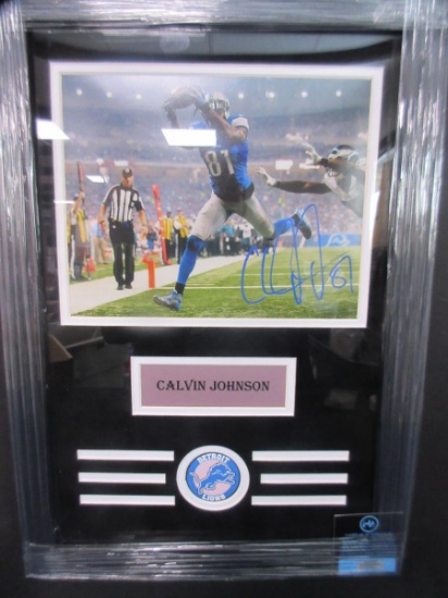 FRAMED 8X10 PHOTO SIGNED BY CALVIN JOHNSON