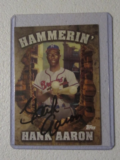 HANK AARON SIGNED CARD WITH COA BRAVES