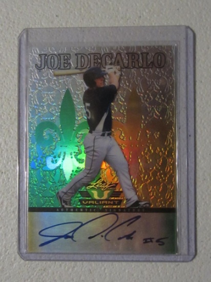 2012 LEAF VALIANT JOE DECARLO GREEN AUTO CARD