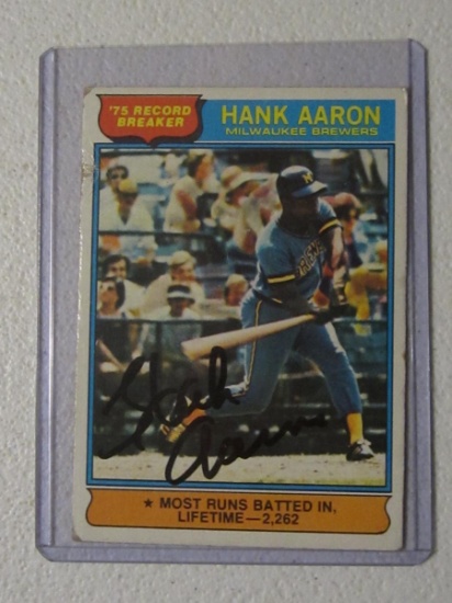 HANK AARON SIGNED CARD WITH COA