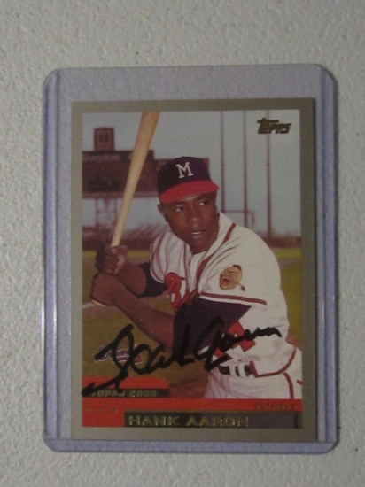 HANK AARON SIGNED CARD WITH COA BRAVES