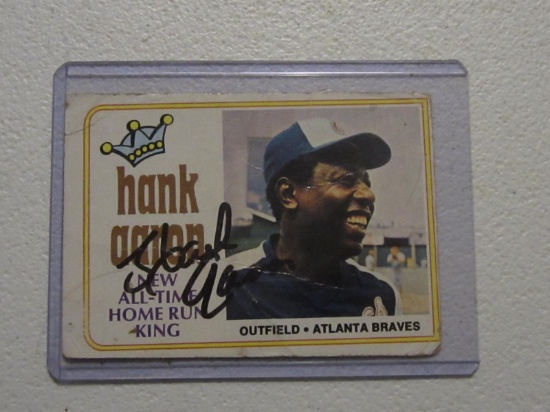 HANK AARON SIGNED CARD WITH COA BRAVES