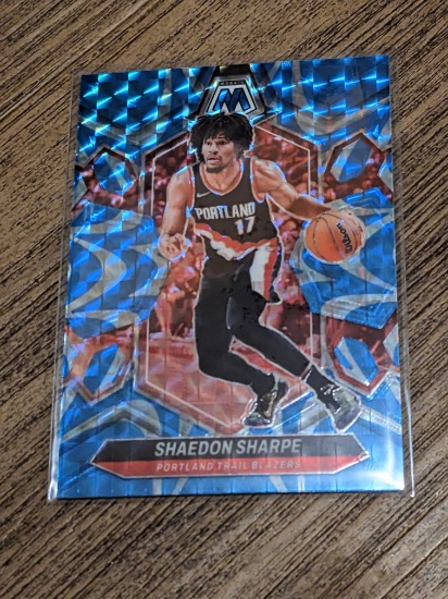 Shaedon Sharpe 2023-24 Panini Mosaic #177 Blue Reactive Prizm Trail Blazers