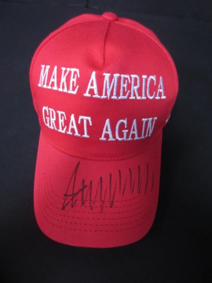 DONALD TRUMP SIGNED RED MAGA HAT COA