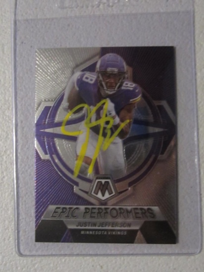 JUSTIN JEFFERSON SIGNED CARD WITH FSG COA