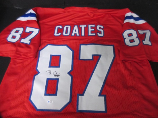 PATRIOTS BEN COATES SIGNED RED JERSEY FSG COA