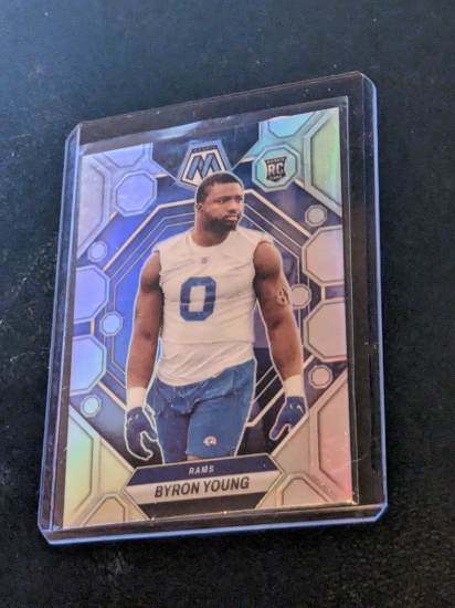Byron Young 2023 Panini Mosaic #291 Silver Prizm RC Los Angeles Rams