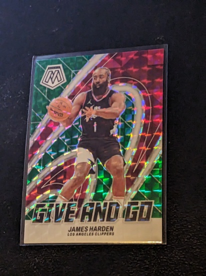 #15 2023-24 Panini Mosaic Give and Go Green Prizm James Harden Los Angeles
