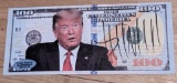Donald Trump autographed replica 100 dollar bill with coa