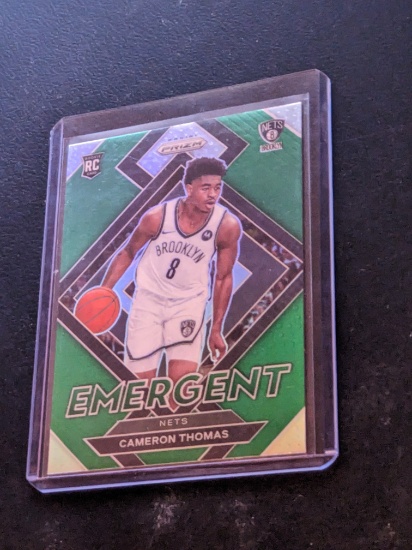 Cameron Thomas 2021-22 Panini Prizm Emergent Green Wave RC #4 Rookie Card Nets