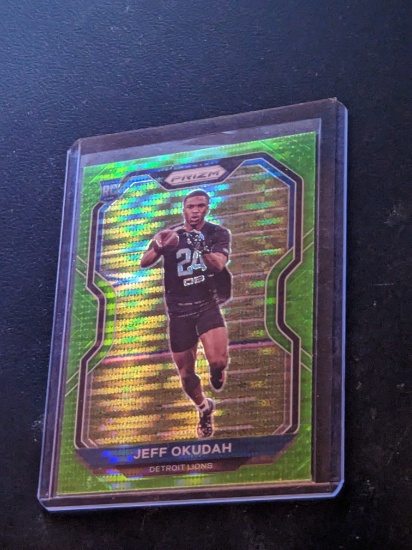 Jeff Okudah 2020 Panini Prizm Prizm Neon Green Pulsar Rookie #359