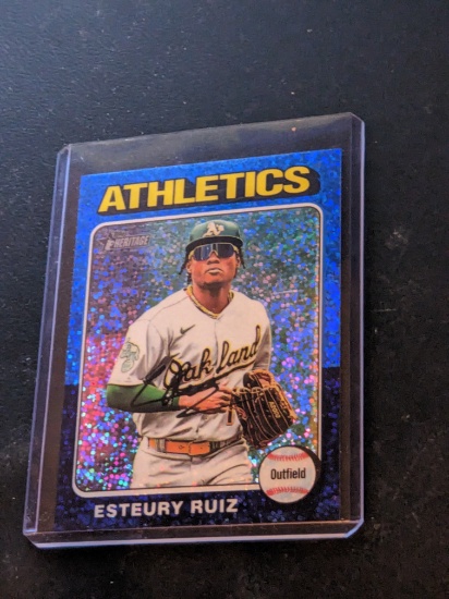ESTEURY RUIZ - 2024 Topps Heritage - Chrome Blue Speckle Refractor #300 Oakland