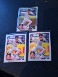 three card lot all being Oswald Peraza 2023 Topps rookies