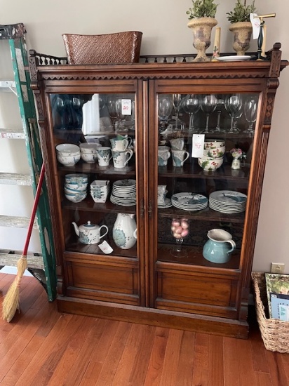 Walnut EASTLAKE Victorian 2-Door Bookcase