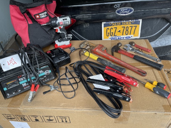 Battery Charger/Porter Cable Drill/Hammers/Jump Cables ETC