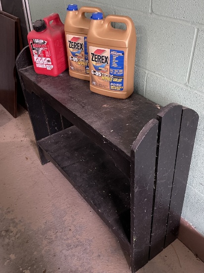 Painted Black Shelf/2 Full Anti-Freez Coolent/Gas Can