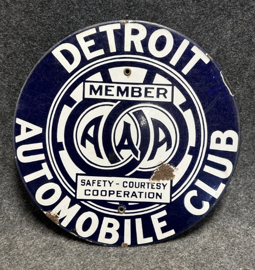 Detroit Automobile Club Porcelain Advertising Truck Door Sign