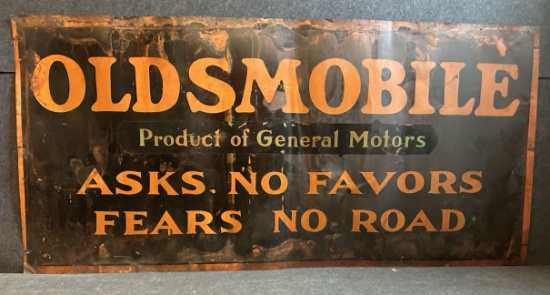 Oldsmobile General Motors Double Sided 8' Tin Advertising Sign