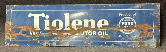 Tiolene Motor Oil Single Sided Porcelain Advertising 6' Sign