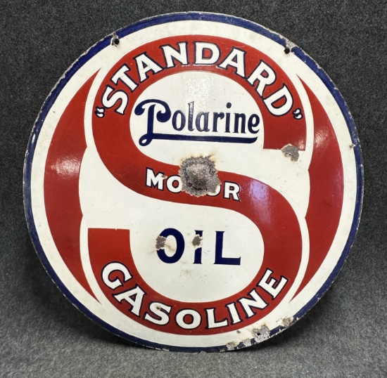 Standard Oil Polarine Double Sided Porcelain 30" Curbside Sign