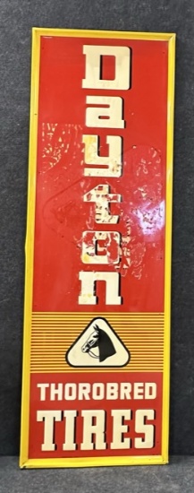 Dayton Thorobred Tires 1958 Advertising Self Framed Embossed Sign