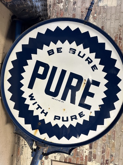 Pure Oil 6' Gas Station Pole Sign w/ Original Frame