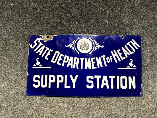 State Department of Health Single Sided Porcelain Supply Station Sign