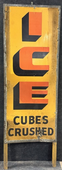Ice Cubes Crushed Galvanized Hand Painted Advertising 6' Sign