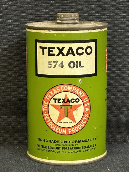Texaco 574 Oil Motor Oil Quart Can Port Arthur Texas