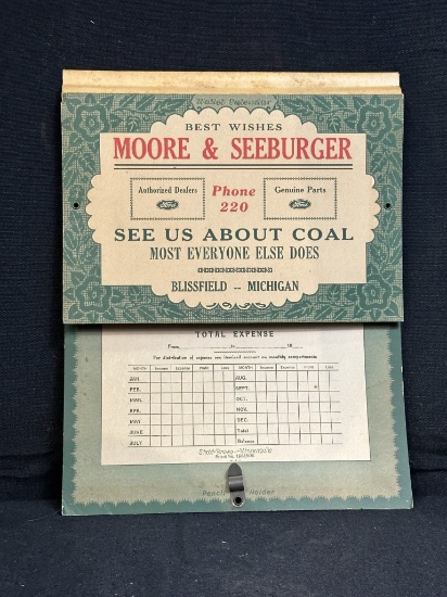 Moore  Seeburger Coal Blissfield Michigan FORD Advertising Calendar Sign