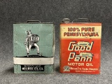 Pair Nourse Oil Co  Good Penn Western Auto 2 Gallon Motor Oil Cans