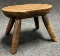 Antique 4 Peg Leg Wooden Milking Stool Signed by Maker