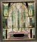 19th C Detailed Leaded Stained Glass Window w Original Wooden Frame