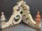 Antique Ornate Pair White Painted Late 1880s Wooden Corbels