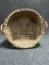Large Woven Antique 19th Century Gathering Basket w Carved Handles