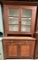 Antique Ca. 1870s 2 Piece Red Painted Stepback Country Cupboard