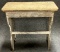 Antique White Painted 1 Board Top Side Table Bench w Ornante Legs