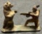 Original Cast Iron J.E. Stevens Mechanical Bank Native American Shotting Brown Bear