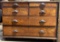 19th Century 6 Drawer Maple Dresser w Ornately Carved Wooden Pulls