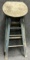 Antique Original Early 1900s Blue Painted Primitive Folding Stepstool