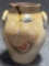 Unusual Early 1800s Ovoid 1 Gallon Salt Glazed Jar w Applied Handles